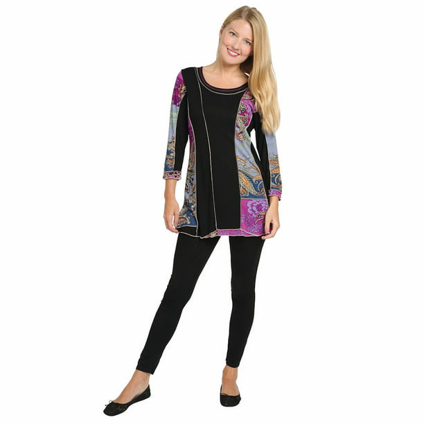 AMITHIS DESIGNERS EXCLUSIVE Patterned Mixed Striped Bollywood Style Long Tunic Top for Women Exclusively 